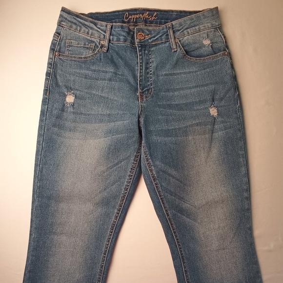 Saks Off 5th Copperflash Denim Jean Size 8 Murray Straight High Rise Lace Accent - Picture 2 of 10